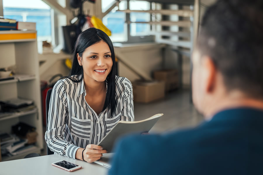 woman at interview